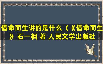 借命而生讲的是什么（《借命而生》 石一枫 著 人民文学出版社 2018）